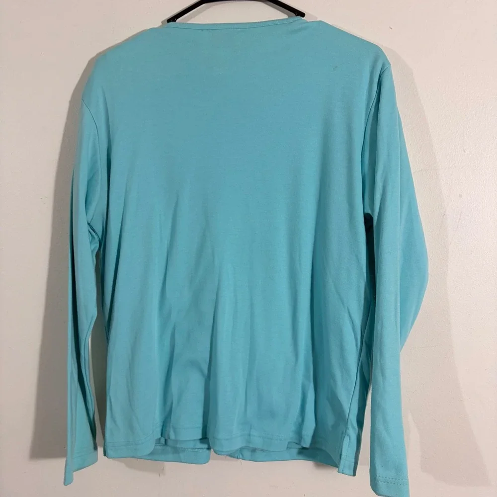 Jenny Cardigan Twin Set Women Medium Turquoise Floral Embroidered Sequin